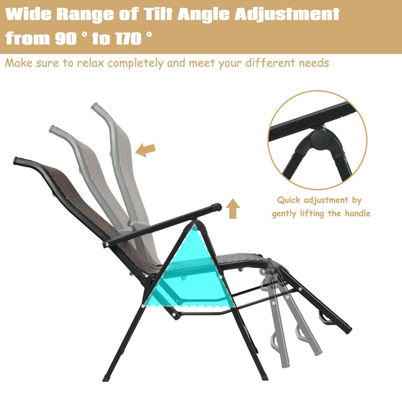 Patio Back Adjustable Rattan Folding Lounge Recliner