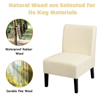 Armless Accent Chair with Rubber Wood Legs