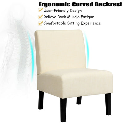 Armless Accent Chair with Rubber Wood Legs