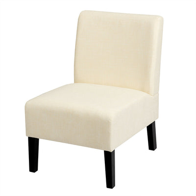 Armless Accent Chair with Rubber Wood Legs