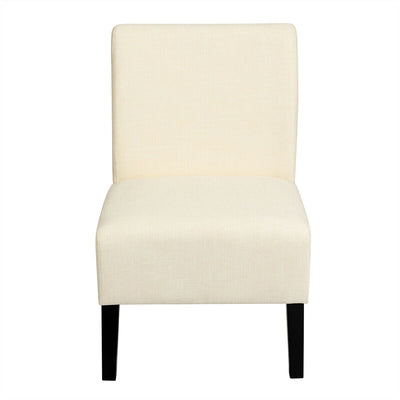 Armless Accent Chair with Rubber Wood Legs