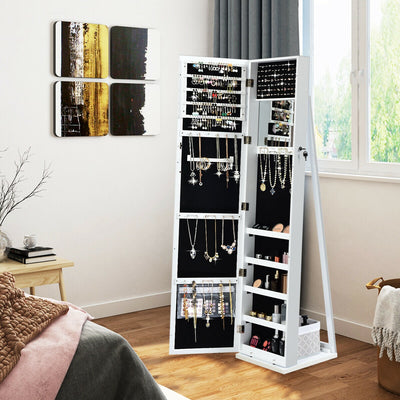 Mirrored Lockable Standing Jewelry Storage Organizer