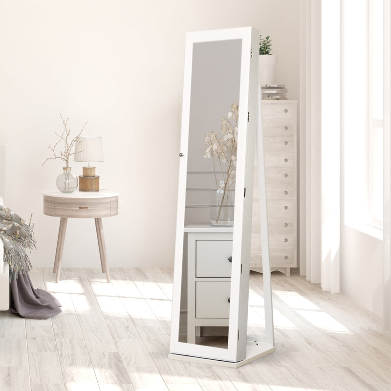 Mirrored Lockable Standing Jewelry Storage Organizer