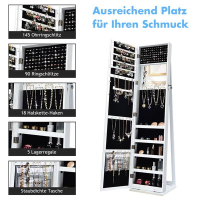 Mirrored Lockable Standing Jewelry Storage Organizer