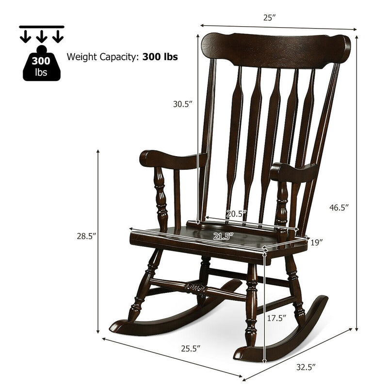 Solid Wood Porch Glossy Finish Rocking Chair