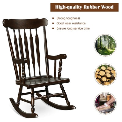 Solid Wood Porch Glossy Finish Rocking Chair