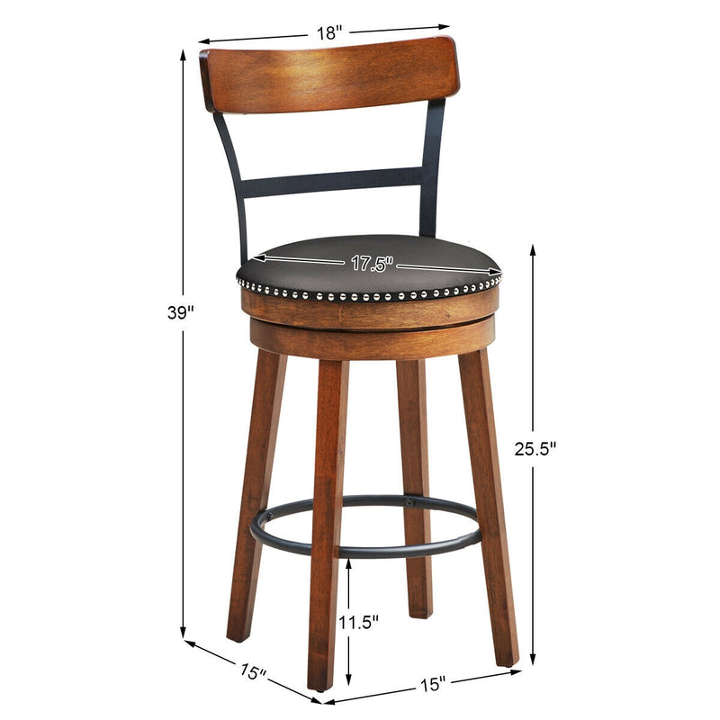 360-Degree Swivel Stools with Leather Padded Seat