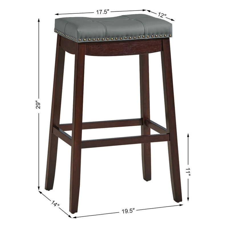 29" Set of 2 Nail head Saddle Bar Stools