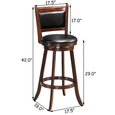 29'' Swivel Bar Height Stool Wooden Upholstered Dining Chair