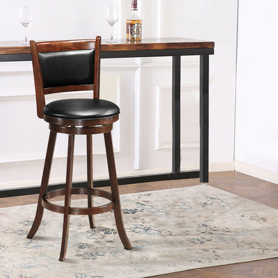 29'' Swivel Bar Height Stool Wooden Upholstered Dining Chair