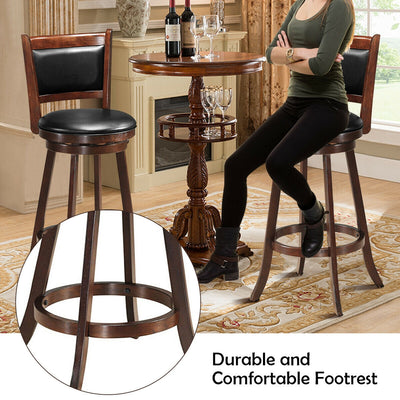 29'' Swivel Bar Height Stool Wooden Upholstered Dining Chair