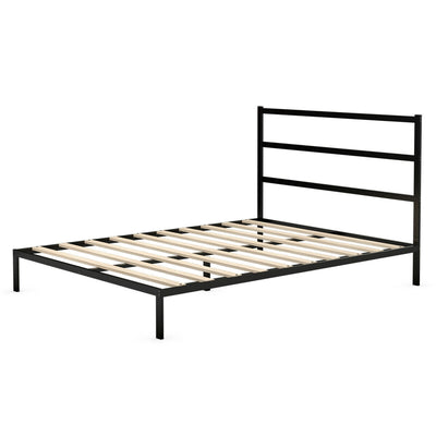 Queen Size Metal Bed Platform Frame with Headboard