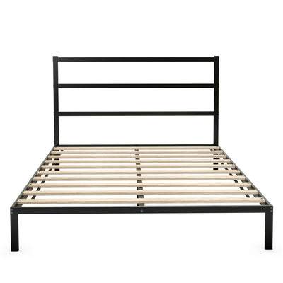 Queen Size Metal Bed Platform Frame with Headboard