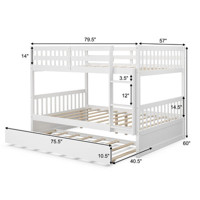 Full over Full Bunk Bed Platform Wood Bed