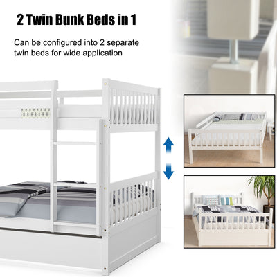 Full over Full Bunk Bed Platform Wood Bed