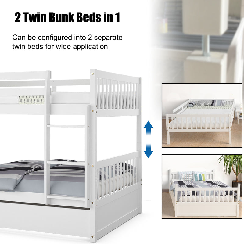 Full over Full Bunk Bed Platform Wood Bed