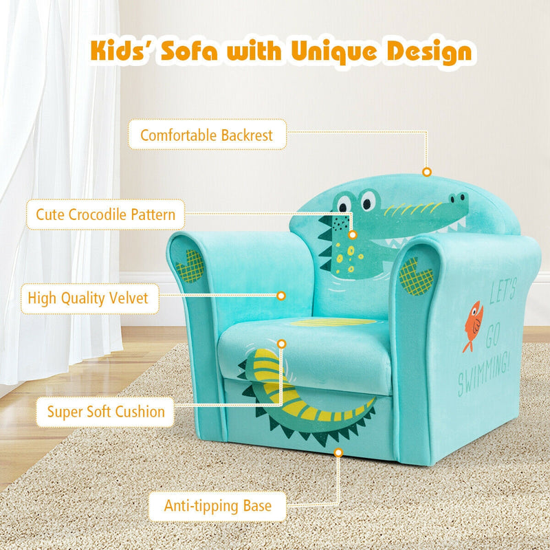 Kids Crocodile Armrest Upholstered Couch