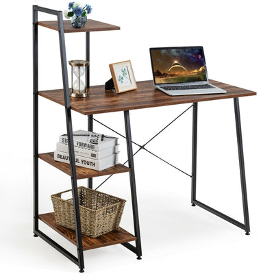 Compact Computer Desk Workstation with 4 Tier Shelves