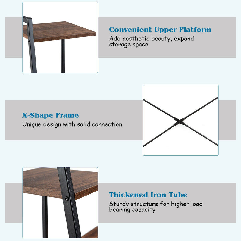 Compact Computer Desk Workstation with 4 Tier Shelves