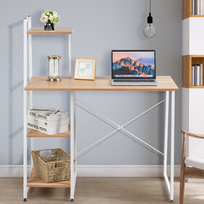 Compact Computer Desk Workstation with 4 Tier Shelves