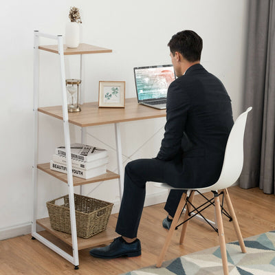 Compact Computer Desk Workstation with 4 Tier Shelves