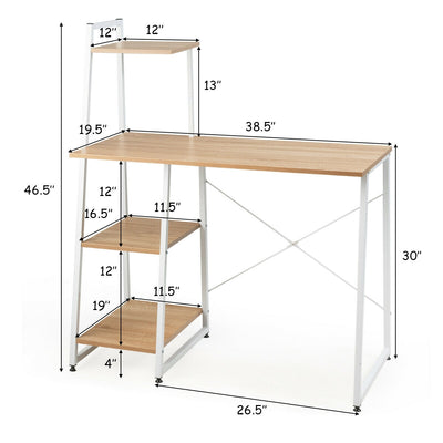 Compact Computer Desk Workstation with 4 Tier Shelves