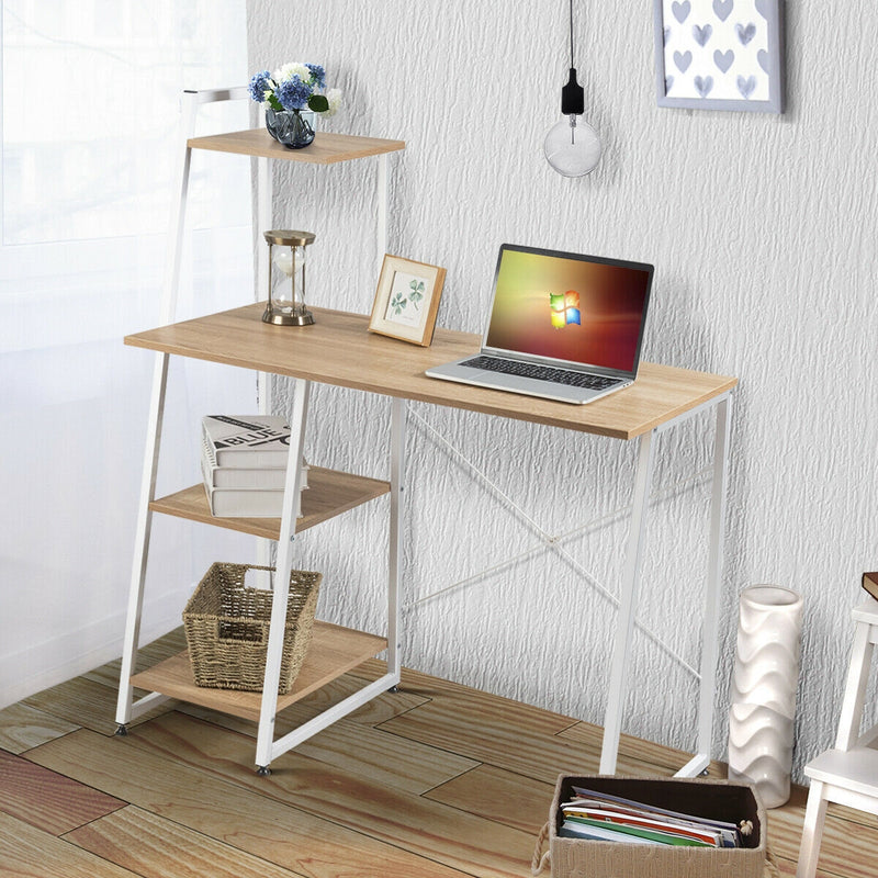 Compact Computer Desk Workstation with 4 Tier Shelves