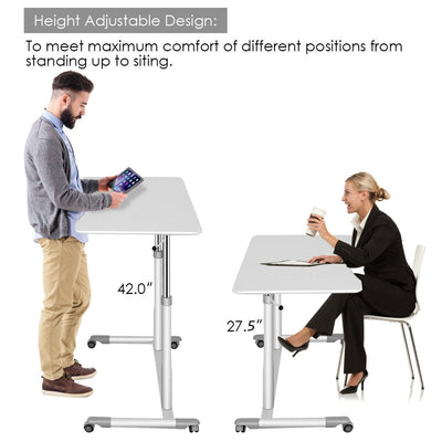 Height Adjustable Computer Desk Sit to Stand Rolling Notebook Table