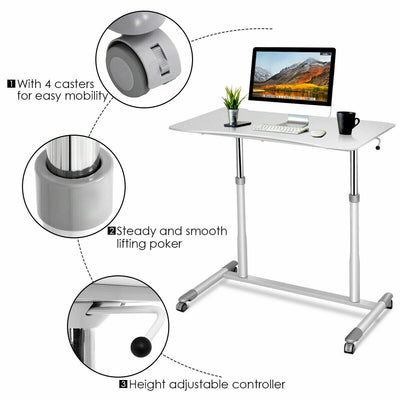 Height Adjustable Computer Desk Sit to Stand Rolling Notebook Table