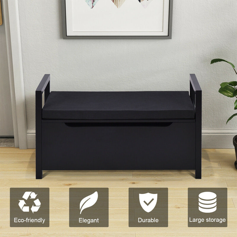 Rectangular Shoe Storage Bench with Cushioned Seat