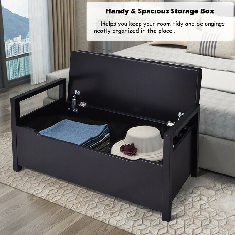 Rectangular Shoe Storage Bench with Cushioned Seat