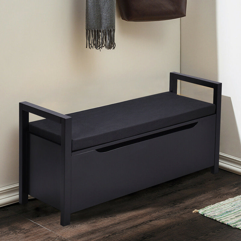 Rectangular Shoe Storage Bench with Cushioned Seat