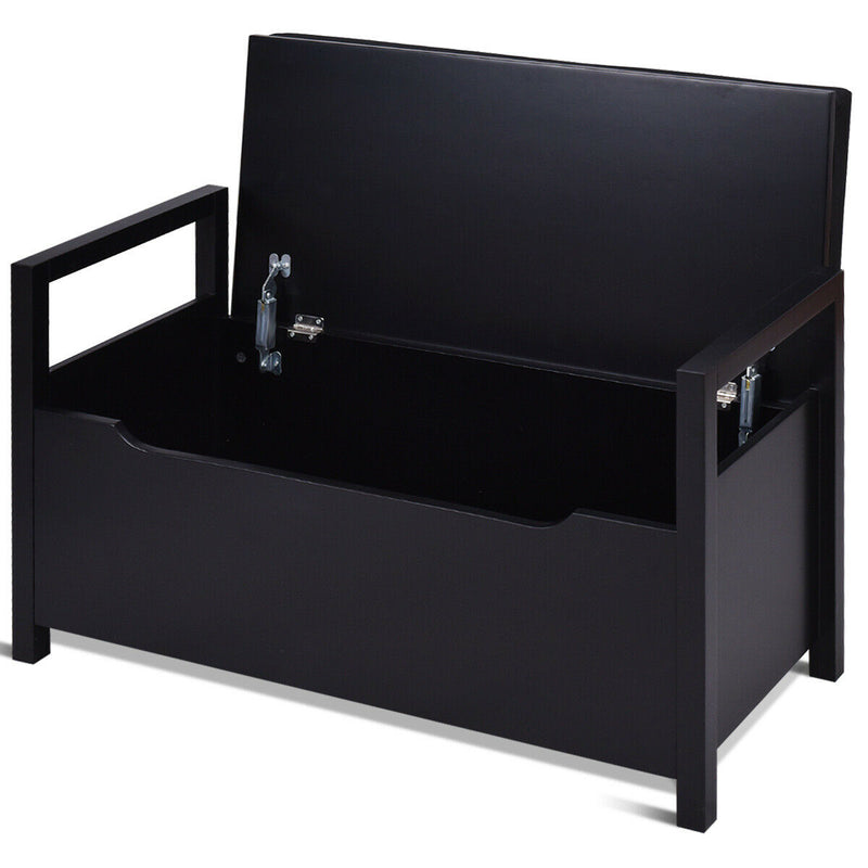 Rectangular Shoe Storage Bench with Cushioned Seat