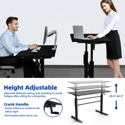 Height Adjustable Sit to Stand Desk with Crank Handle