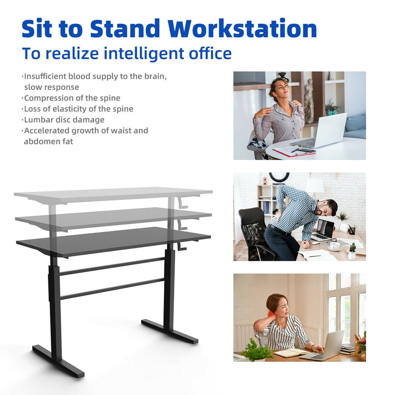 Height Adjustable Sit to Stand Desk with Crank Handle