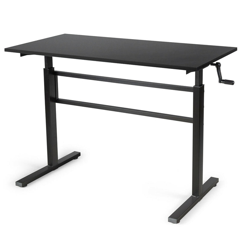 Height Adjustable Sit to Stand Desk with Crank Handle