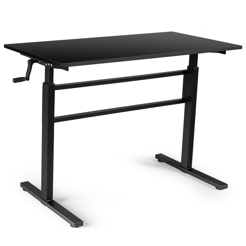 Height Adjustable Sit to Stand Desk with Crank Handle