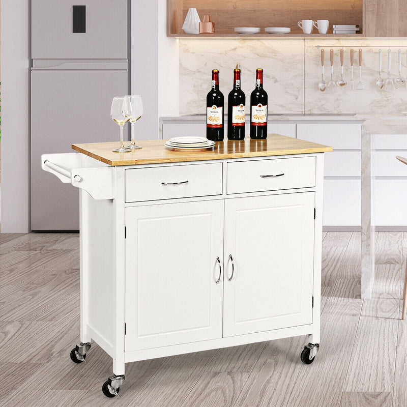 Wooden Rolling Kitchen Island Serving Cart