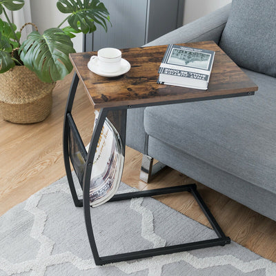 Chic C-shaped Side Table with Pocket