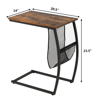 Chic C-shaped Side Table with Pocket