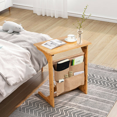 Bamboo End Table with Storage Pockets