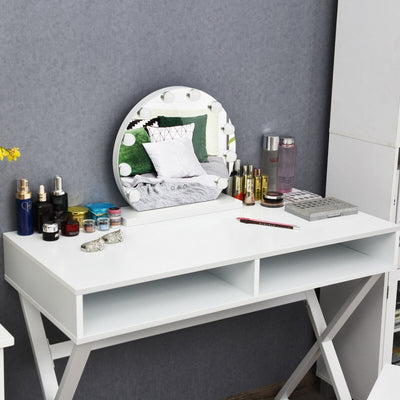 Vanity Table with Two Open Storage and X-shaped Legs