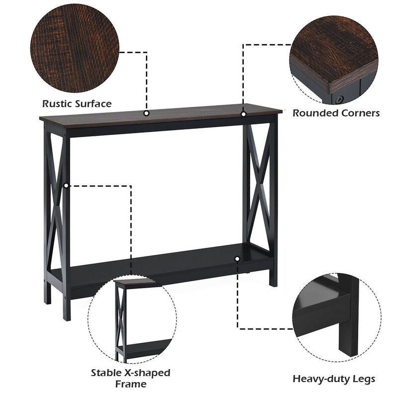 2-Tier Console X-Design Sofa Side Accent Table