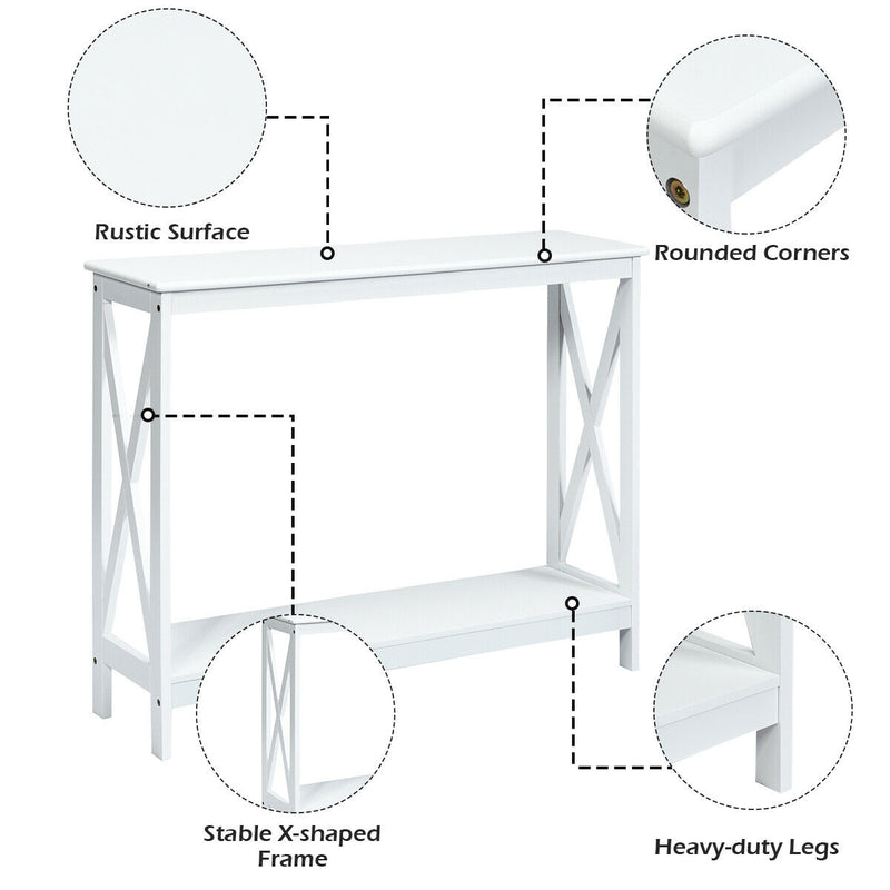 2-Tier Console X-Design Sofa Side Accent Table