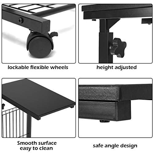 C-shaped Adjustable Sofa Side Table with Lower Steel Mesh