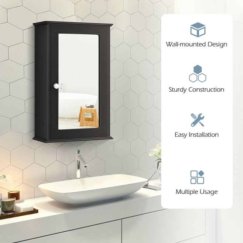 Bathroom Wall Cabinet with Single Mirror Door