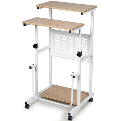 Height Adjustable Mobile Computer Stand Up Desk