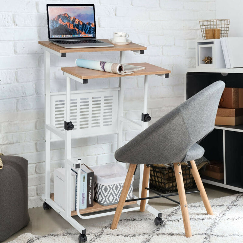 Height Adjustable Mobile Computer Stand Up Desk