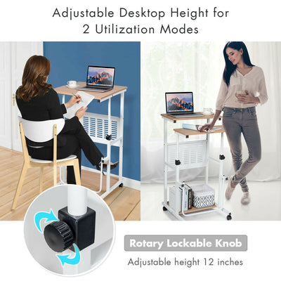 Height Adjustable Mobile Computer Stand Up Desk