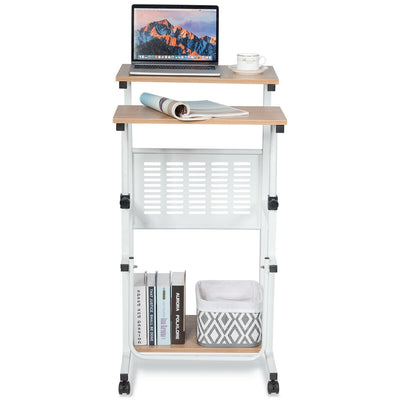 Height Adjustable Mobile Computer Stand Up Desk